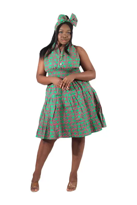 0008 - Pink Citrus African Print Dress - Image 2