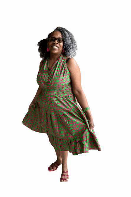 0008 - Pink Citrus African Print Dress - Image 4