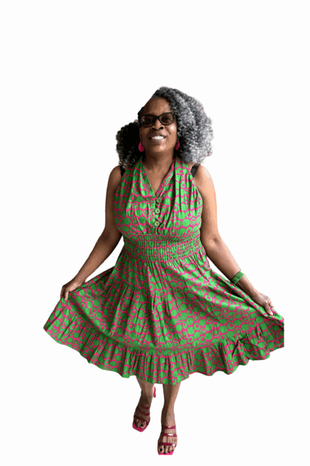 0008 - Pink Citrus African Print Dress - Image 3