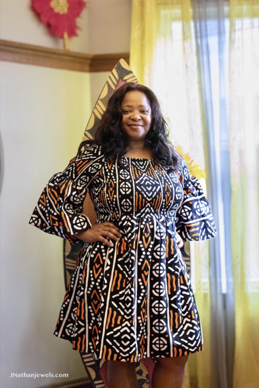 0013 - Tribal Ember Bell Sleeve Dress