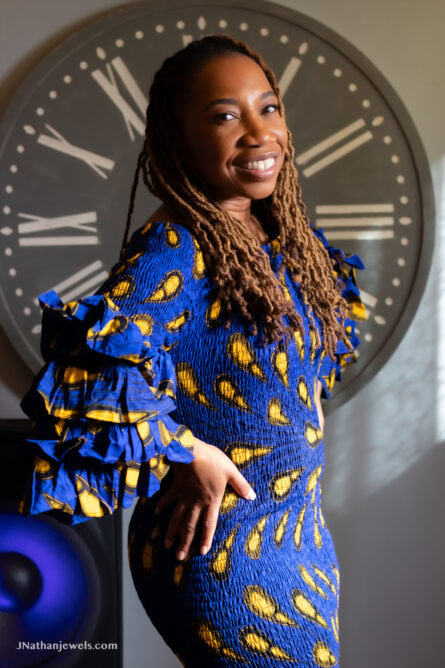 0016 - Royal Sunburst Smocked Midi Dress - Image 2