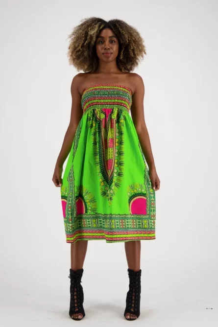0000 - Green Dashiki Print Dress Skirt