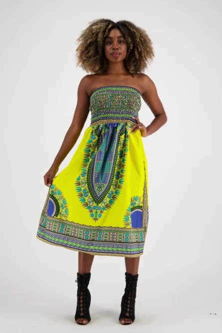 0000 - Yellow Dashiki Print Dress Skirt