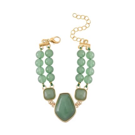 392 - Green Aventurine Two-Row Beaded Bracelet