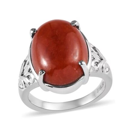 💍🔥 Sola Roja Ring – Red Jade Solitaire in Stainless Steel