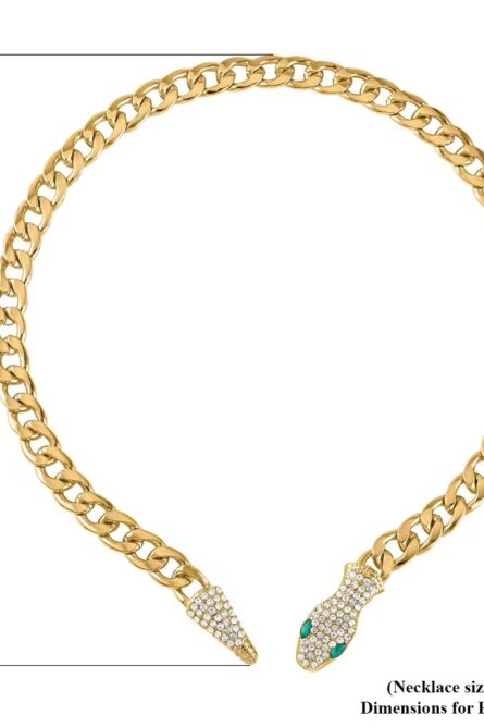 23 - Snake Head & Tail Goldtone Chain Necklace - Image 2