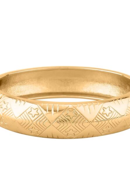 32 - Golden Echo Engraved Dome Bangle – Goldtone Brass - Image 3
