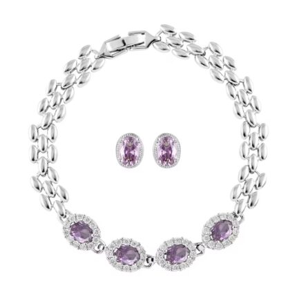 393 - Simulated Purple & White Diamond Bracelet Set