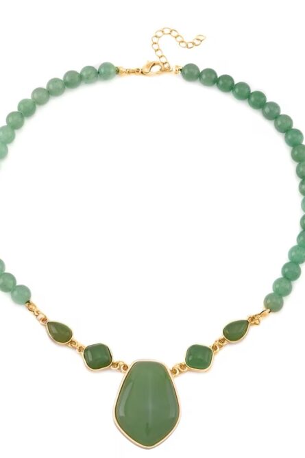 231 - Green Aventurine Drop Earrings & Beaded Necklace Set - Image 6