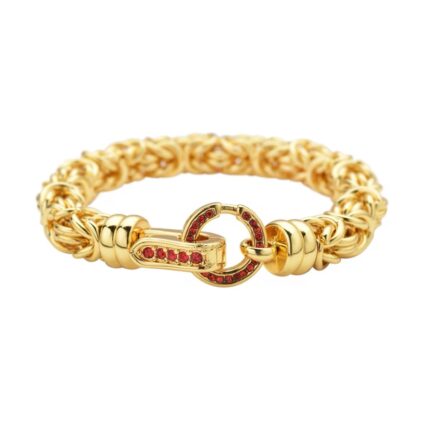 37 - Red Austrian Crystal Byzantine Link Bracelet