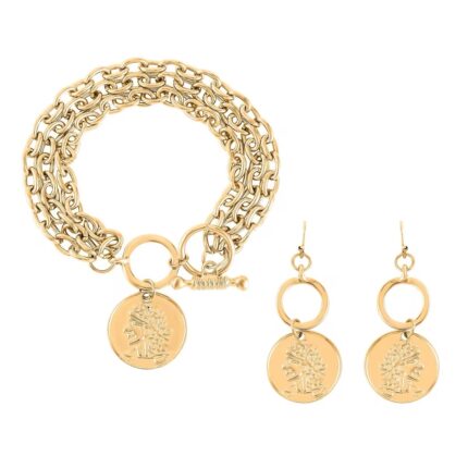 393 - Coin Drop Bracelet & Earrings Set