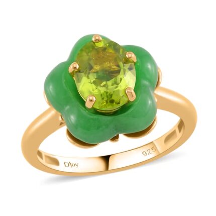 💍💚 🌸 Verdant Bloom Jade & Peridot Floral Ring