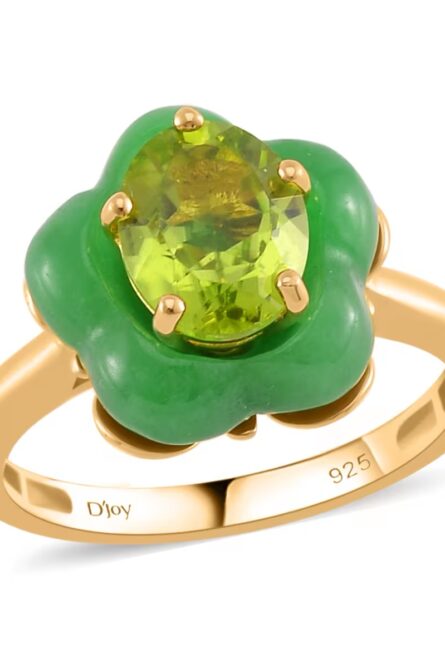 51 -  Verdant Bloom Jade & Peridot Floral Ring - Image 1