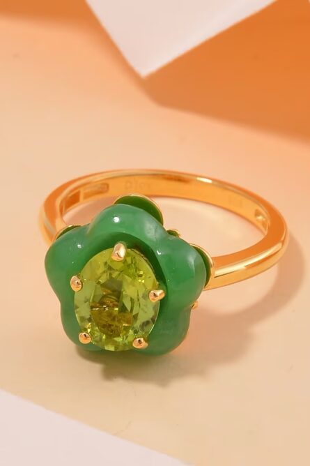 51 -  Verdant Bloom Jade & Peridot Floral Ring - Image 6