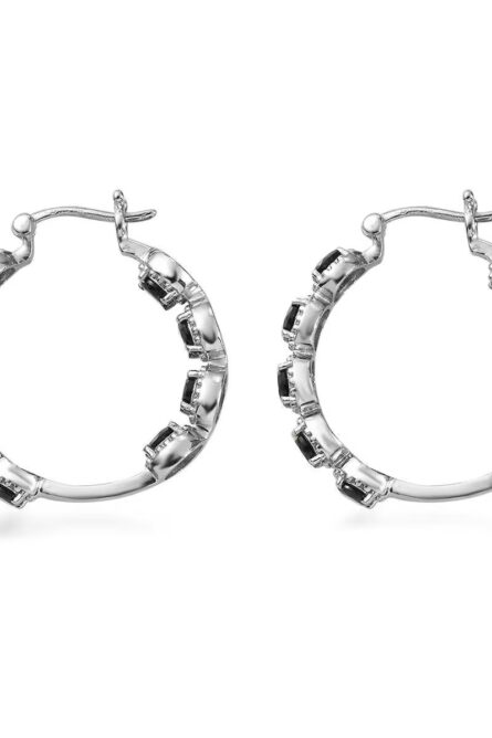 755 - Genuine Thai Black Spinel Inside-Out Hoop Earrings – 4.15 ctw - Image 3