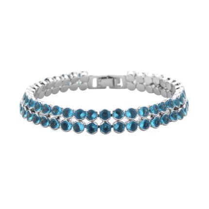 39 - Simulated Blue Topaz Double Row Tennis Bracelet