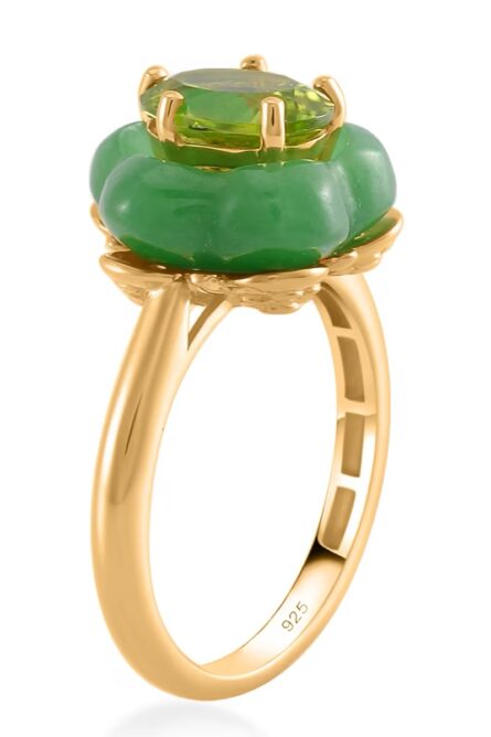 51 -  Verdant Bloom Jade & Peridot Floral Ring - Image 4