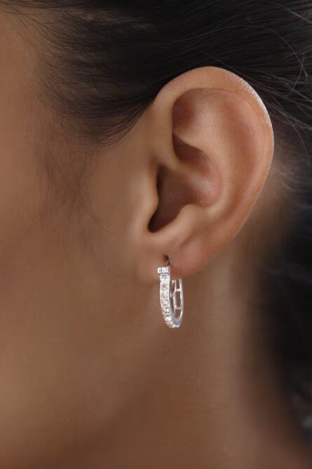 755 - Simulated Champagne Diamond Hoop Earrings – Sterling Silver - Image 4
