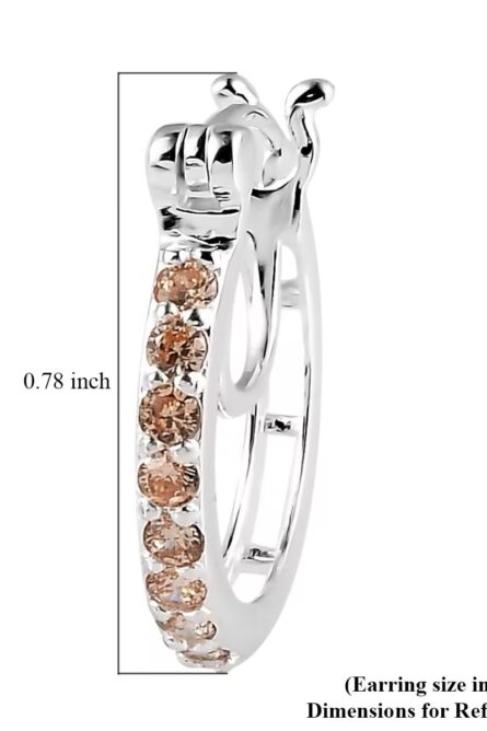 755 - Simulated Champagne Diamond Hoop Earrings – Sterling Silver - Image 2