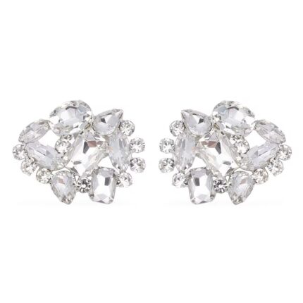 Silvertone Rhinestone Floral Shoe Clips – Set of 2