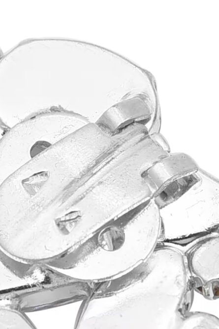 Silvertone Rhinestone Floral Shoe Clips – Set of 2 - Image 2