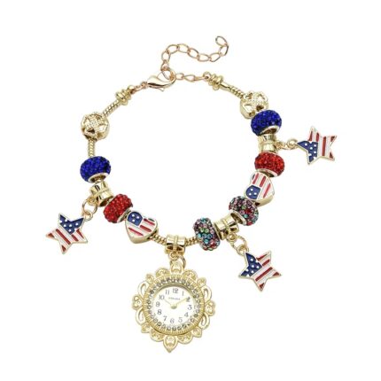 431 - Strada Women's Multi-Color Charm Bracelet Watch with Austrian Crystals