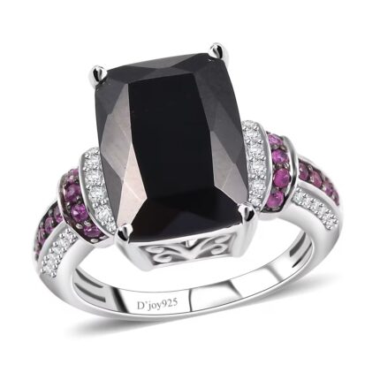 💍🖤 California Noir – Black Jade & Multi Gemstone Art Deco Ring