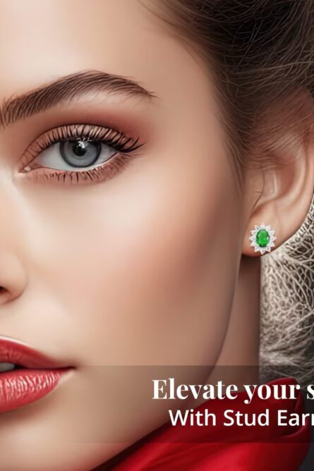 73 - Simulated Emerald Sunburst Stud Earrings - Image 4