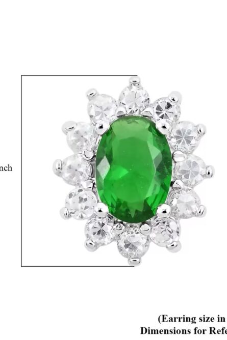 73 - Simulated Emerald Sunburst Stud Earrings - Image 2