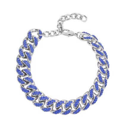 40 - Blue Austrian Crystal Curb Link Chain Bracelet
