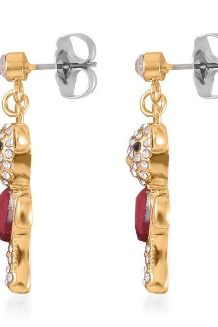 71 - Red Heart Teddy Bear Crystal Dangle Earrings - Image 3