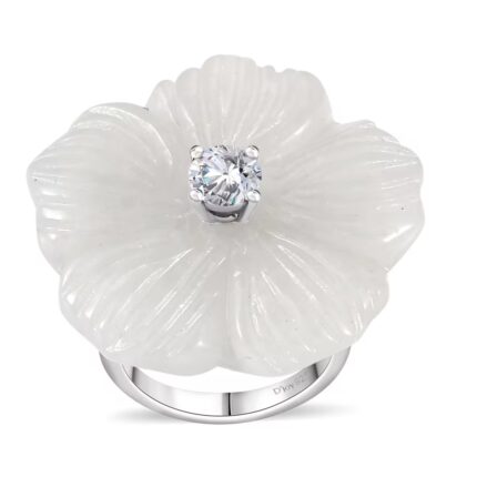 💍🌸🌿Primrose Bloom Jade & Moissanite Floral Ring
