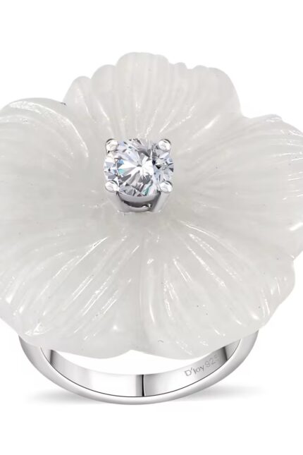 510 - Primrose Bloom Jade & Moissanite Floral Ring