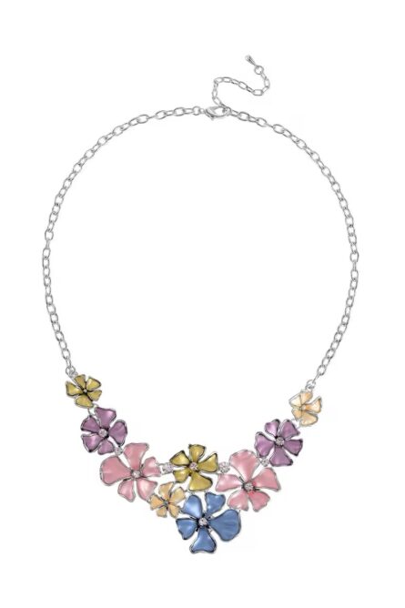297 - Enamel Flower Necklace and Earrings Set with Austrian Crystals - Image 6