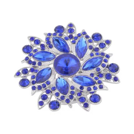 Blue Radiance Crystal Floral Belt Buckle
