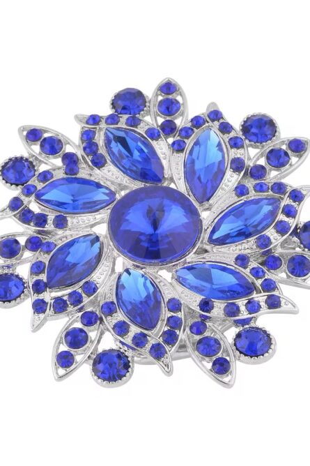 Blue Radiance Crystal Floral Belt Buckle - Image 1