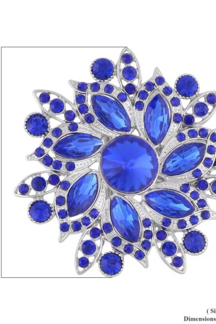 Blue Radiance Crystal Floral Belt Buckle - Image 2