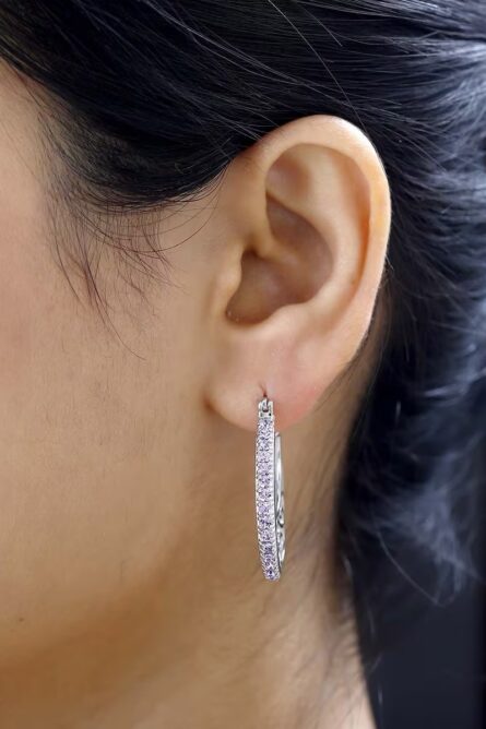 755 - Violet Austrian Crystal Filigree Hoop Earrings - Image 2