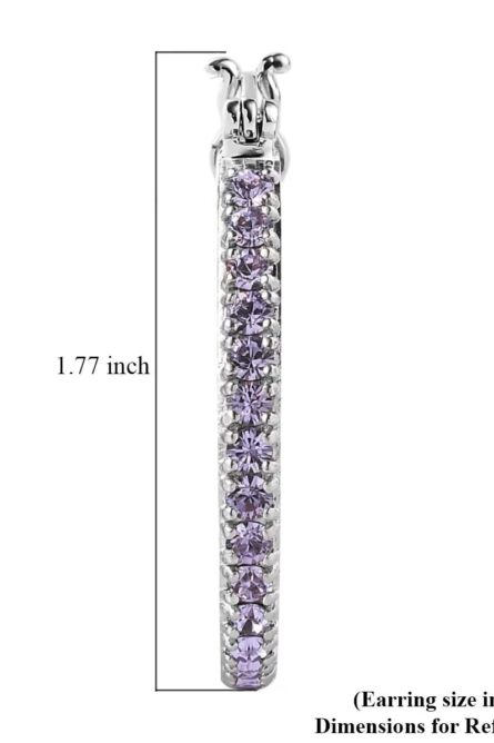 755 - Violet Austrian Crystal Filigree Hoop Earrings - Image 4