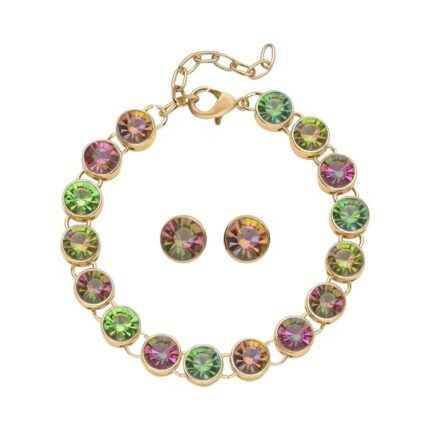 473 - Multi-Color Austrian Crystal Tennis Bracelet & Earrings