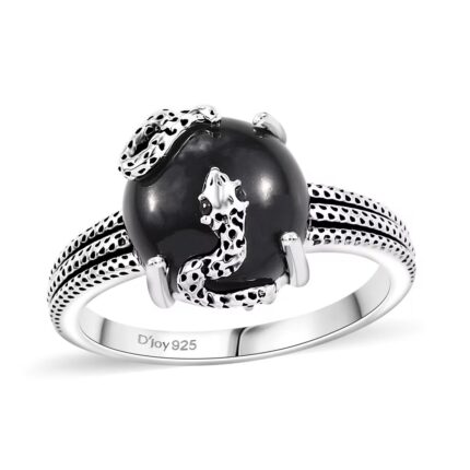 💍🖤🐍 Obsidian Serpent Black Jade & Spinel Snake Ring