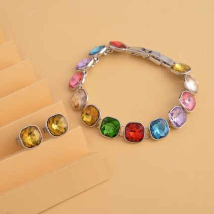 473 - Simulated Multi-Gemstone Tennis Bracelet Set