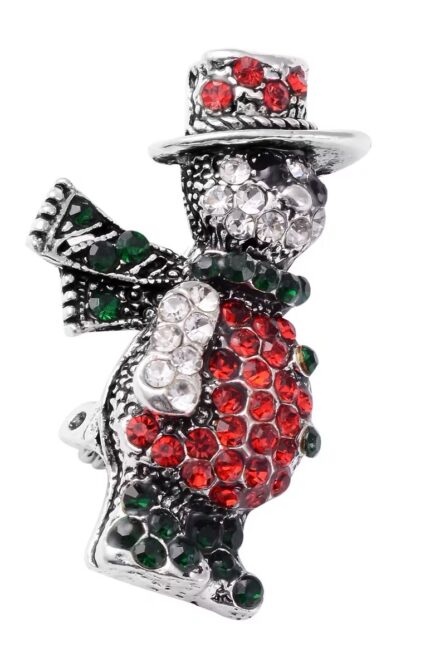 Multi-Color Austrian Crystal Christmas Teddy Bear Brooch - Image 1