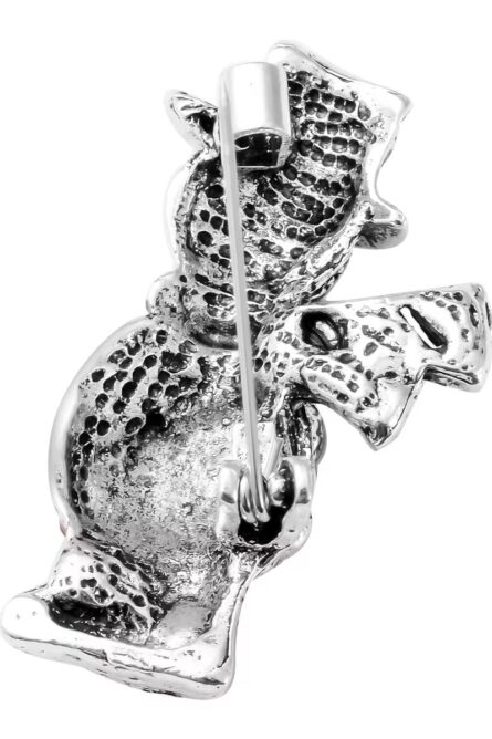 Multi-Color Austrian Crystal Christmas Teddy Bear Brooch - Image 2