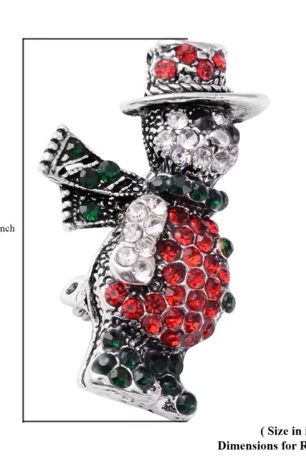 Multi-Color Austrian Crystal Christmas Teddy Bear Brooch - Image 3