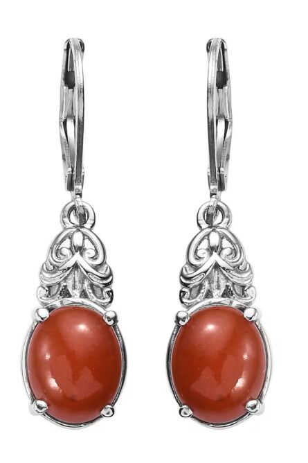 78 - Red Jade Dangle Earrings - Image 1