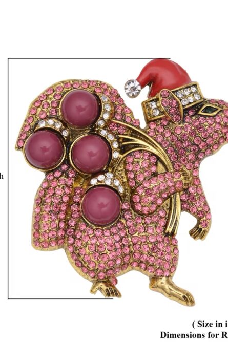Pink Crystal Santa Squirrel Brooch - Image 2
