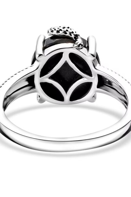 50 -   Obsidian Serpent Black Jade & Spinel Snake Ring - Image 3