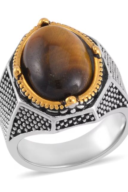 702 - Royal Guardian Ring – Yellow Tiger’s Eye Signet for Men