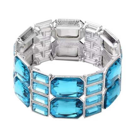 381 - Sky Blue Art Deco Stretch Bracelet